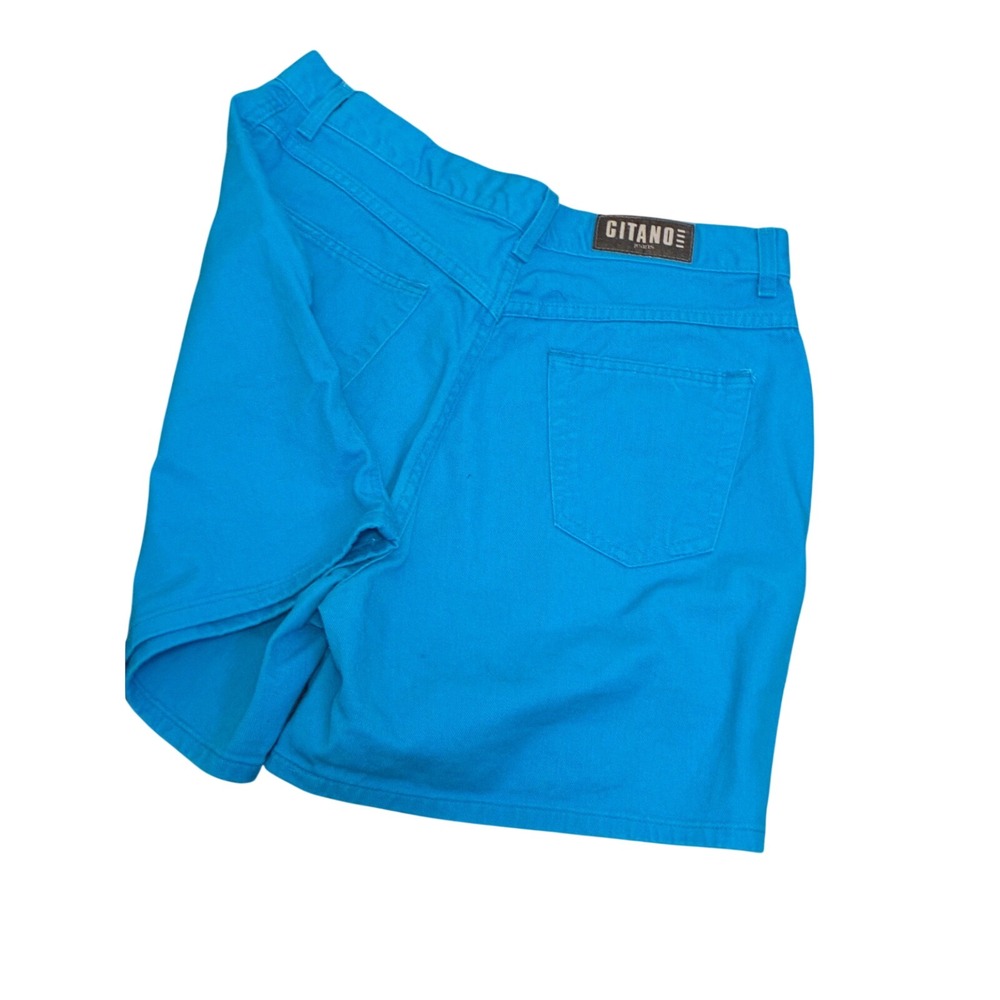 Vintage Gitano Jeans Teal Cotton Denim Shorts High Waisted 80s Retro Women